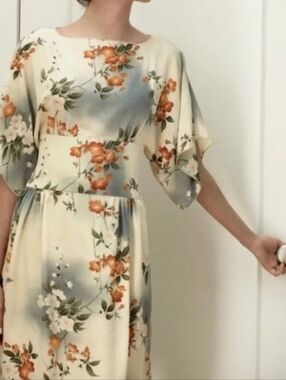 Vintage ANTHROPOLOGIE x ANNA SUI Silk Kimono Jonquil Sky Dress 8